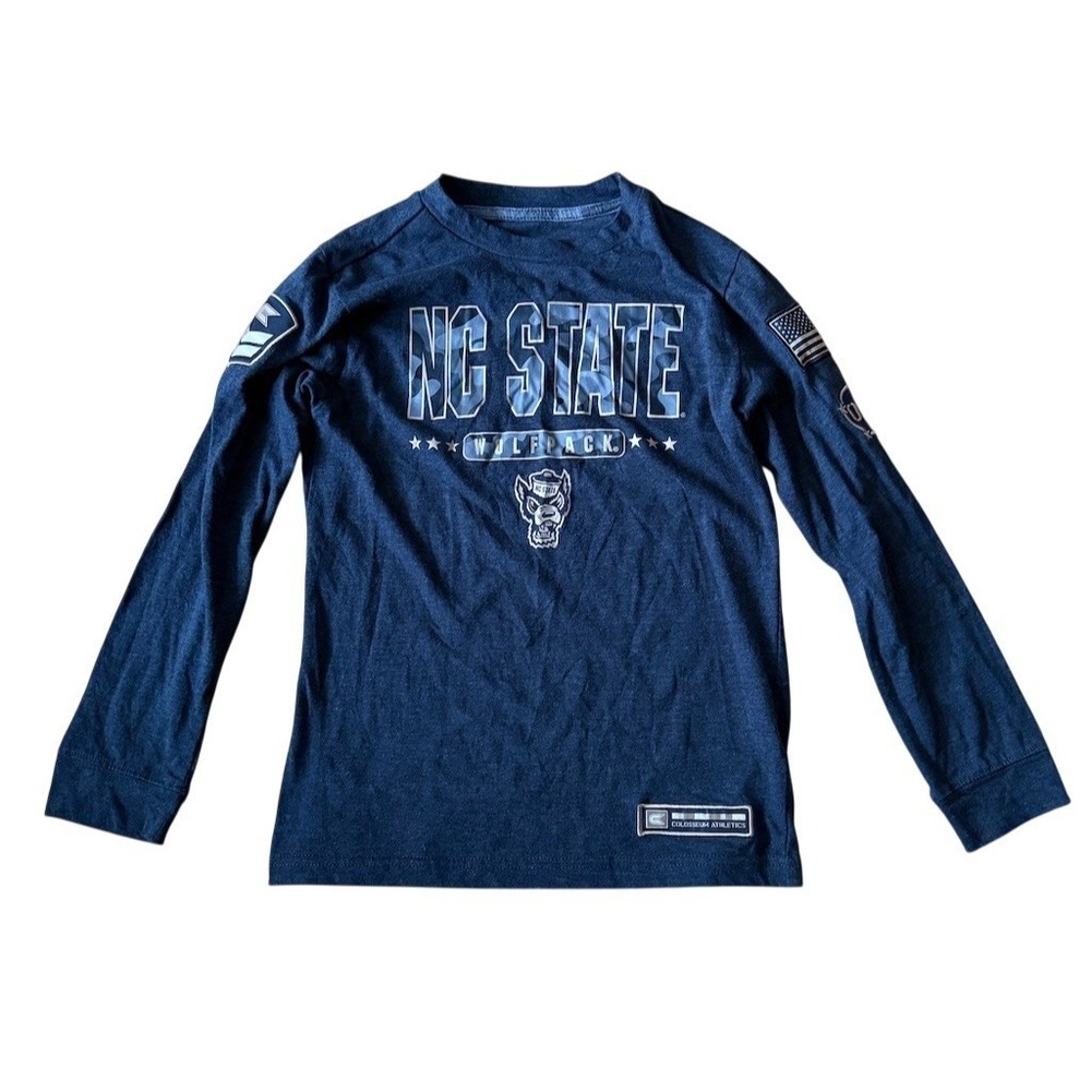 Colosseum‎ NC State Wolfpack Youth Long Sleeve Graphic T-Shirt Blue Size M 12-14